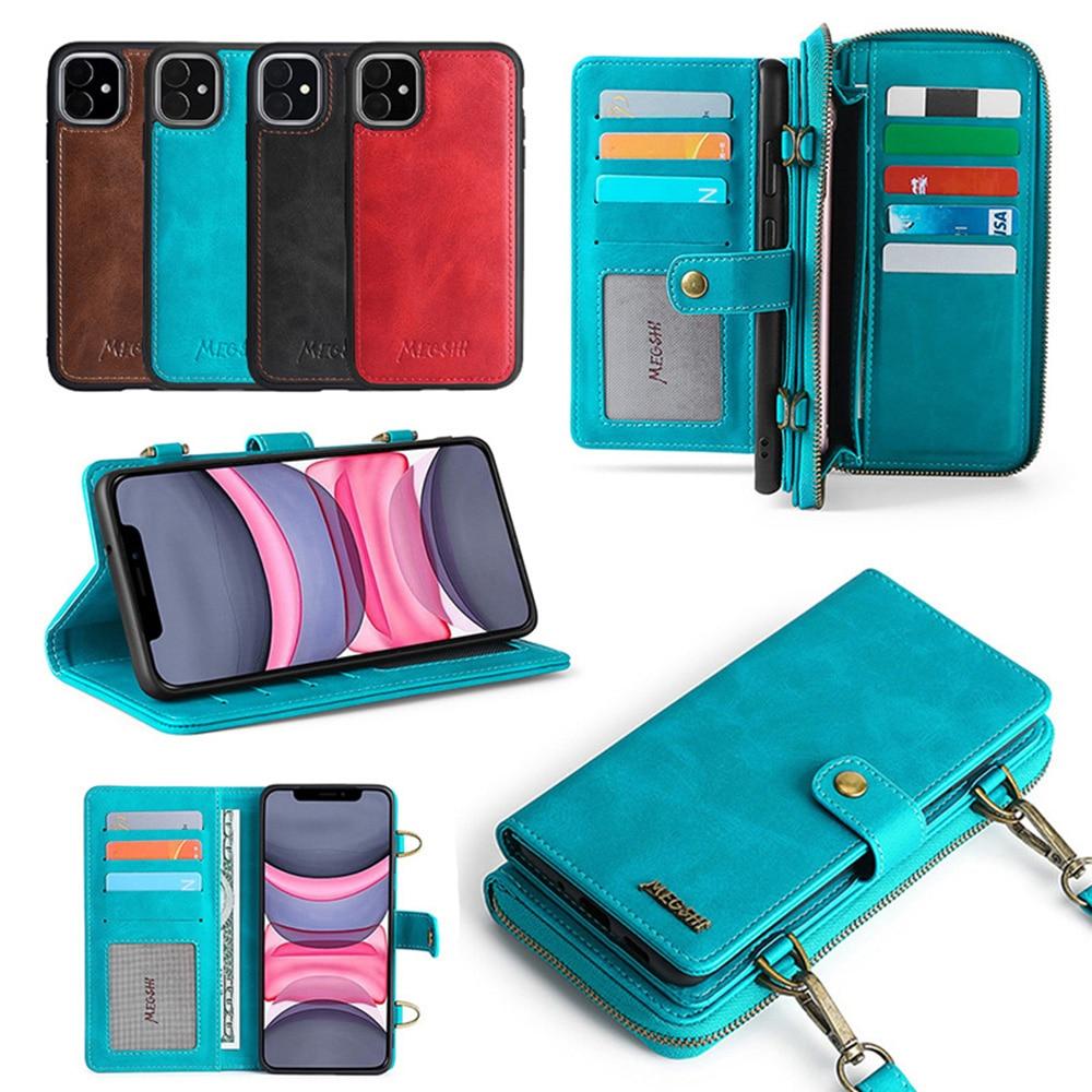 (🎅EARLY XMAS SALE - 50% OFF) Wallet Leather Phone Case With Shoulder Strap Case