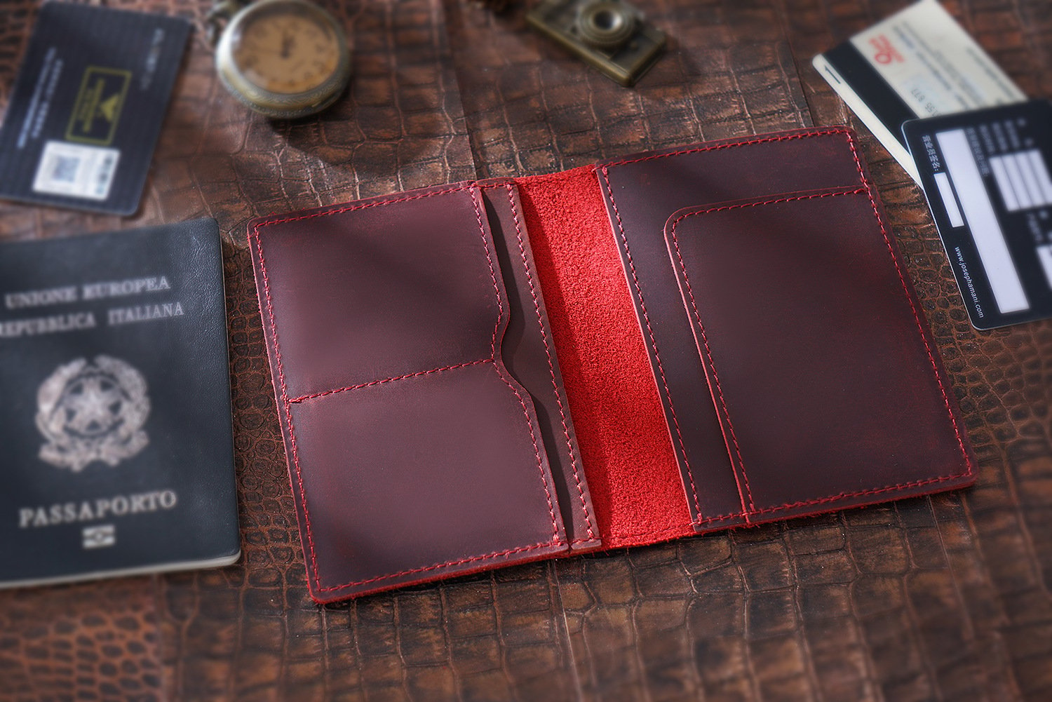 𝐇𝐎𝐏𝐇𝐔𝐑𝐑𝐘® Handmade Premium Leather Passport Wallet