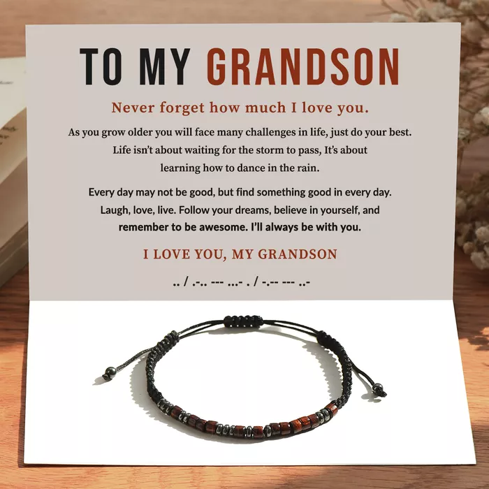 To My Grandson, I Love You Morse Code Bracelet