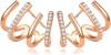 PANSHI Sterling Silver Post Cubic Zirconia Half Hoop Stud Earrings Looks Like 4 Gold Hoop Earrings for Women