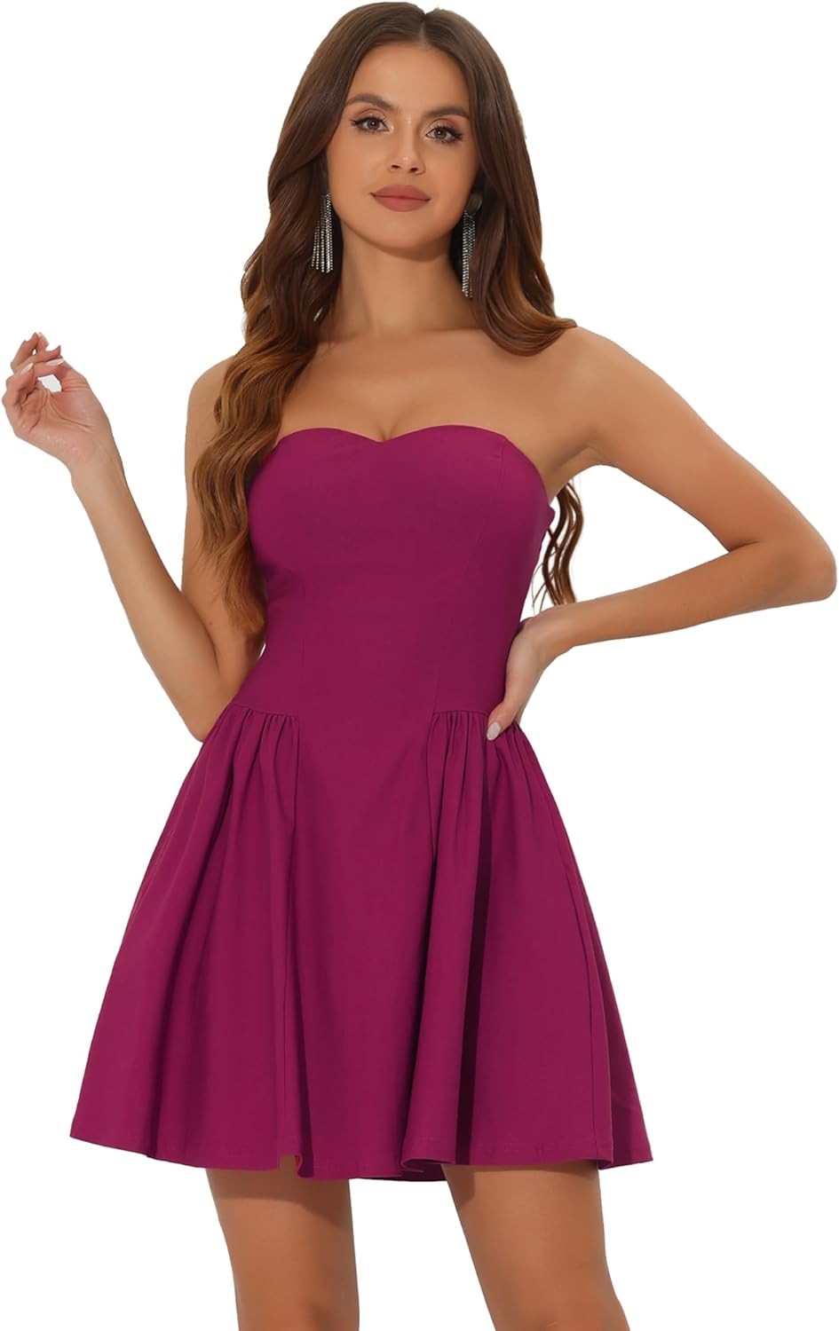 Allegra K Women's Sexy Strapless Party Dress Sweetheart Neck Off Shoulder Sleeveless Mini Dress