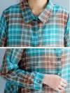 Clarissa Irregular Lapel Collar Contrasting Plaid Print Cotton Shirt