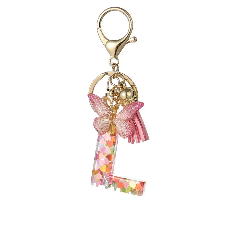 🔥Last Day 50% OFF - Butterfly Letter Keychain Tassel Design Vibrant Durable Lightweight Gift