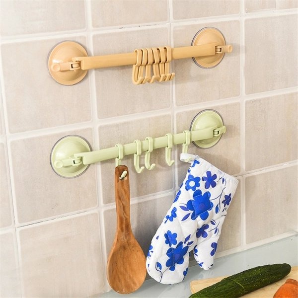 (🔥LAST DAY PROMOTION - SAVE 50% OFF) Adjustable 6 Hooks Double Suction Cup Hanging Shelves