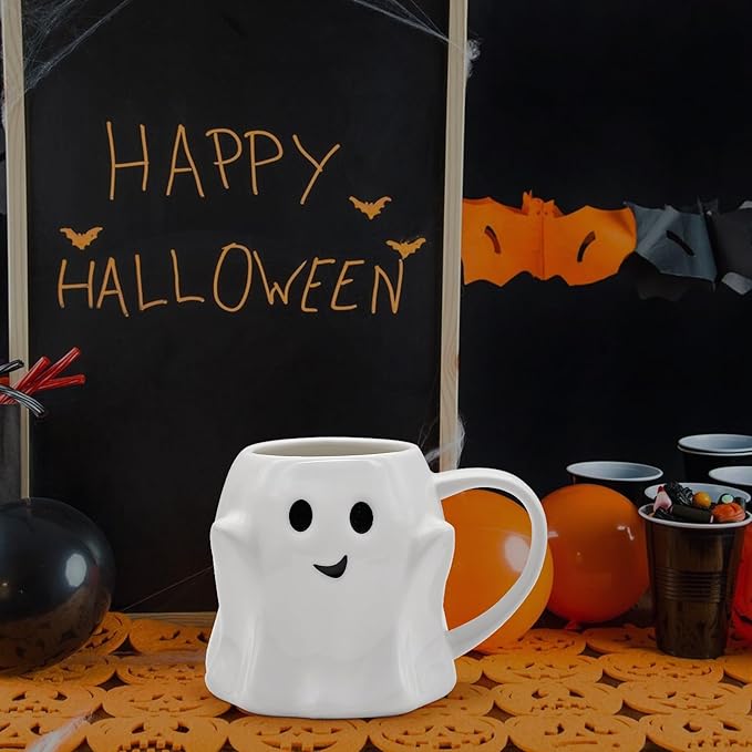 🎁TikTok Last Day Sale - 70% OFF👻Halloween Mugs Set - Black Pumpkin & White Ghost Ceramic Coffee Cups 🎃