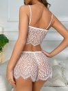 SHEMESIX Women's Sexy Lingerie  - Sheer Lace Bow Decor Sexy Lingerie Set, Thin Eyelash Lace Trim Cami Crop Top & See-through Scallop Trim Shorts -1382