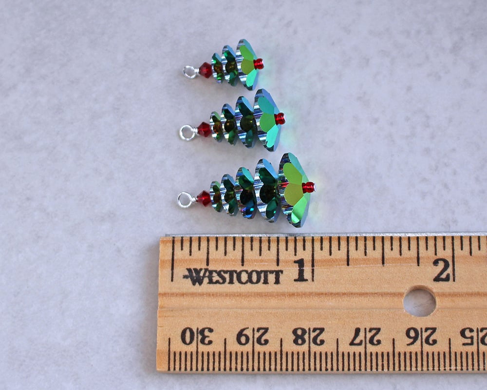 Green Austrian Crystal Christmas Tree Earrings