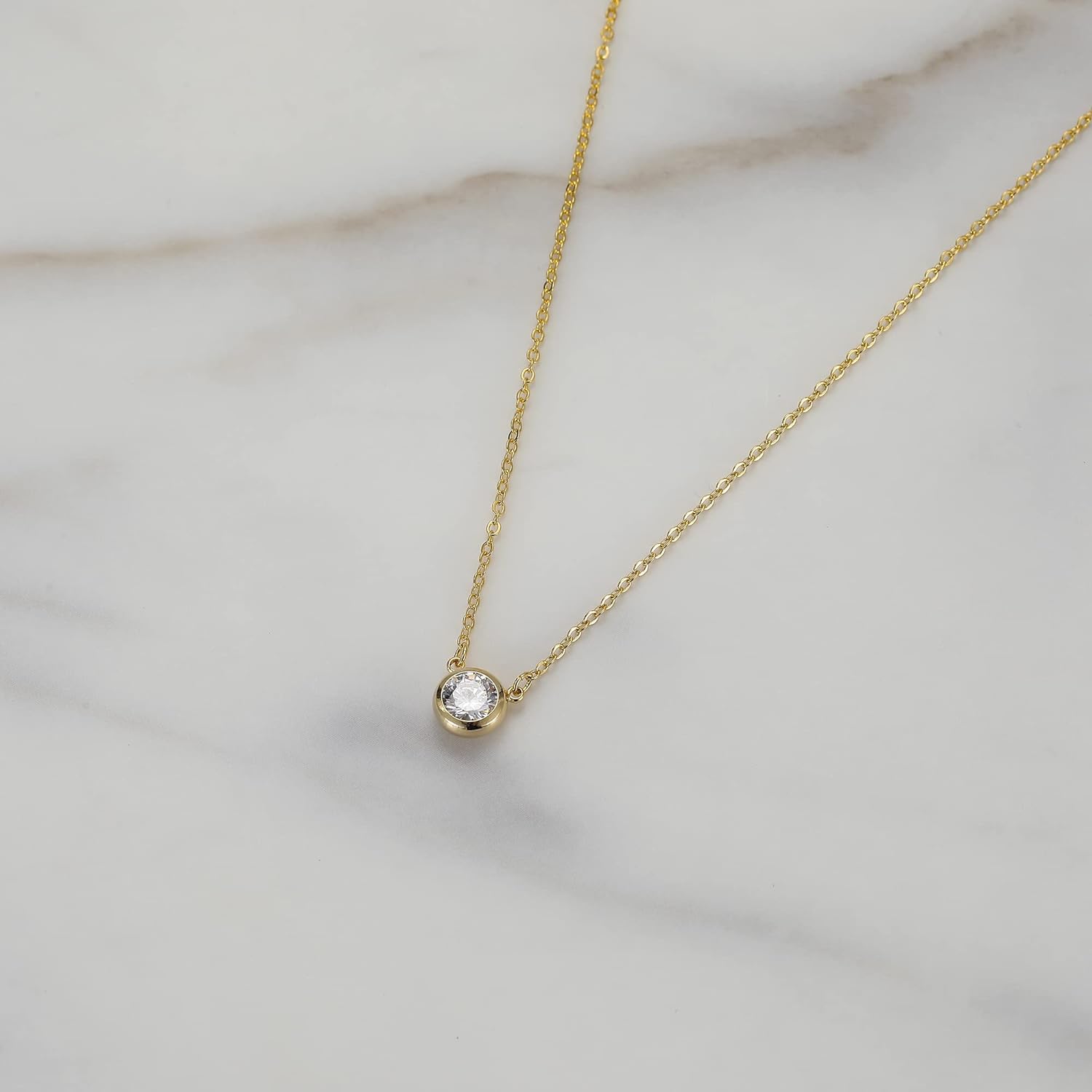 Tewiky Diamond Necklaces for Women, Dainty Gold Necklace 14k Gold Plated Long Lariat Necklace Simple Gold CZ Diamond Choker Necklaces for Women Trendy Gold Necklace Jewelry Gifts for Girls