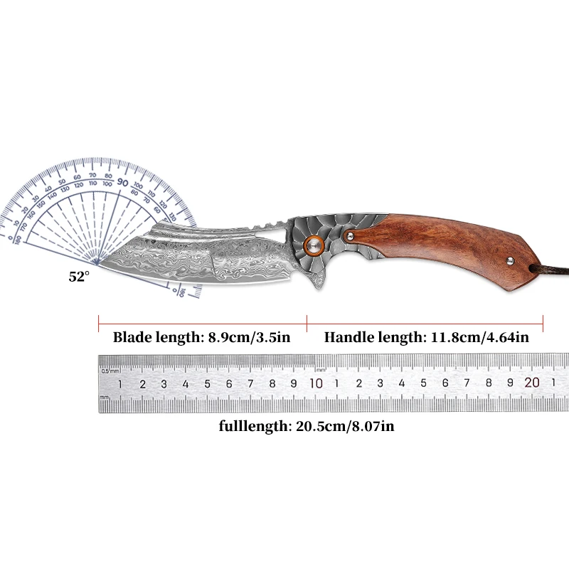 Handmade Damascus Pocket Knife | EDC Hiking & Camping Companion