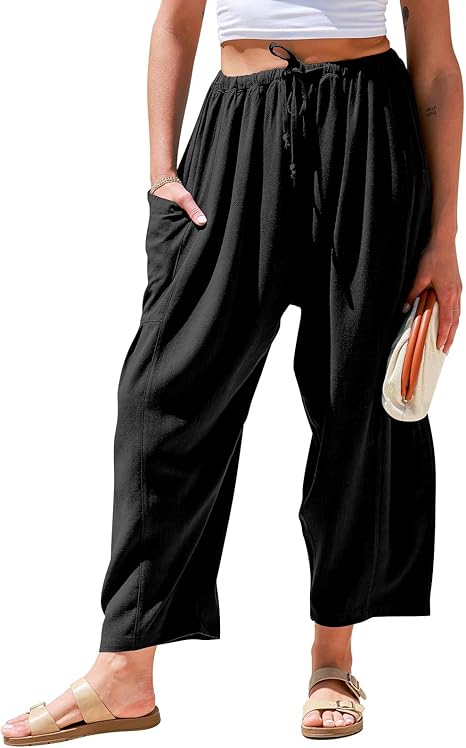🎁 Letzter Tag Aktion 50% RABATT– Damen Leinenhose mit weitem Bein und Taschen