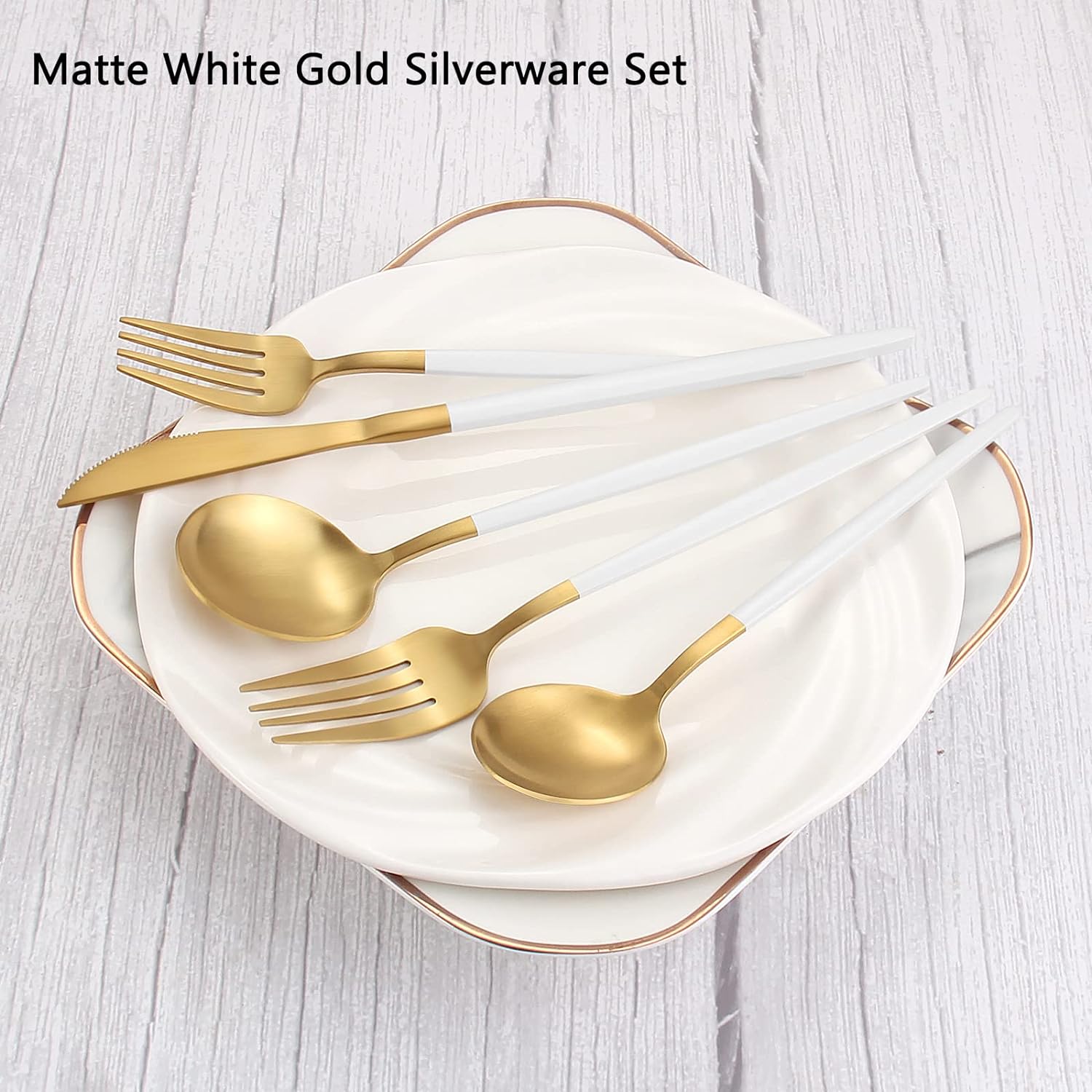 Matte Gold Silverware Set, VANVRO 40-Piece Stainless Steel Flatware Set, Satin Finish tableware Cutlery Set, Service for 8, Home and Restaurant, Dishwasher Safe