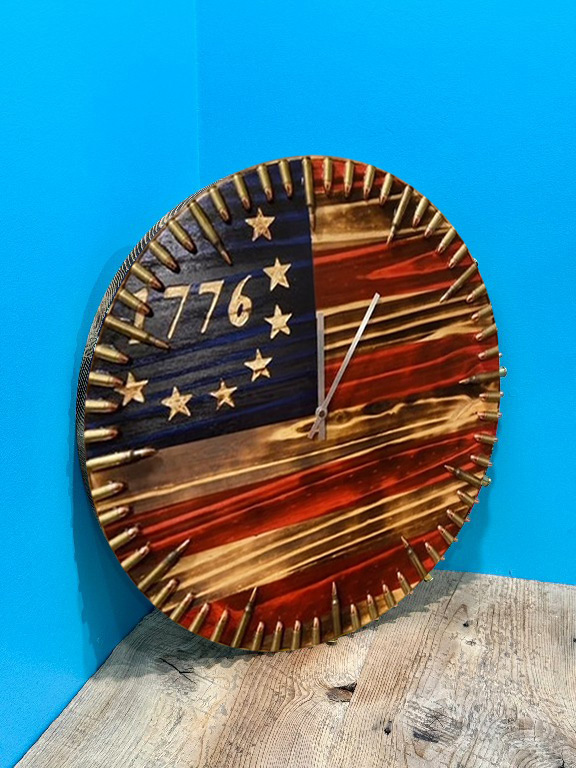 💥Handmade Patriotic Flag Bullet Clock - Buy 2 Get Free Shipping