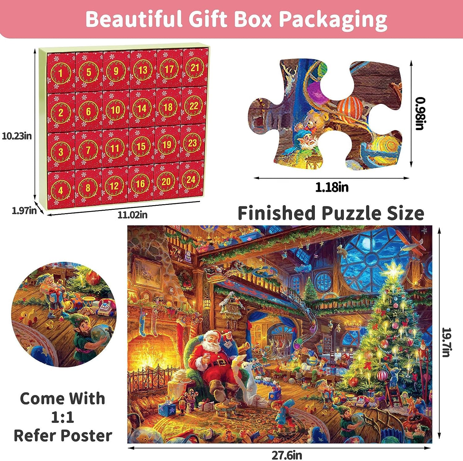 (🌲Early Christmas Sale- 50% OFF) Advent Calendar 2023 Christmas Jigsaw Puzzles