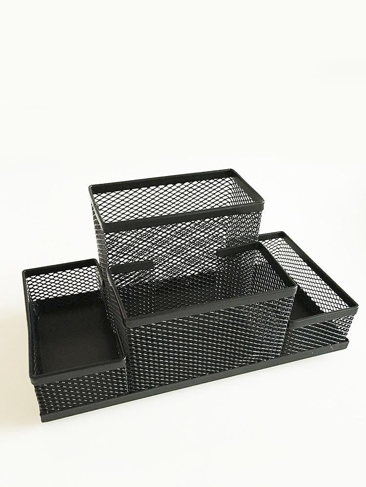 4 Compartment Metal Mesh Pen Holder