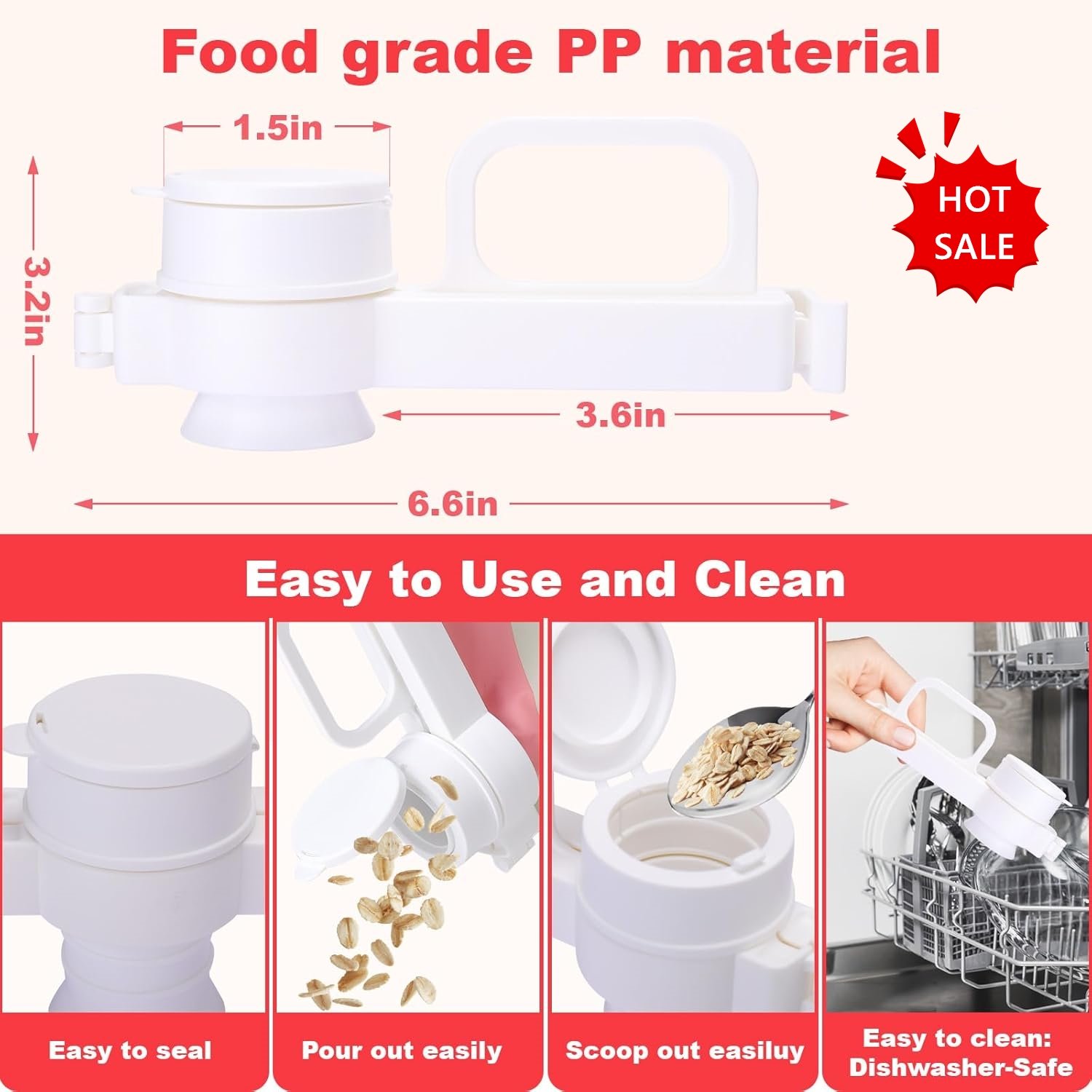 Upgraded Bagged Food Sealing Clip with Pour Spout and Handle