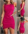 BTFBM Women 2024 Summer Sleeveless Tank Dresses Crew Neck Slim Fit Short Casual Ruched Bodycon Party Club Mini Dress