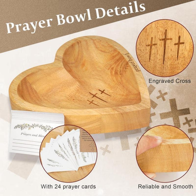 ❤️ Heart Prayer Bowl – Rustic Religious Gift with Prayer Cards