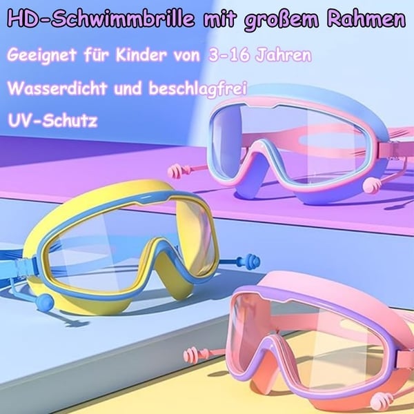 🔥Letzter Tag 49% Rabatt-HD-Schwimmbrille für Kinder mit großem Rahmen, wasserdicht und beschlagfrei🥽