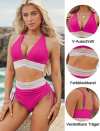 🔥Heißer Verkauf - 49% Rabatt 🏖️ Bikini-Sets mit hoher Taille und Bauchkontrolle im Farbblockdesign