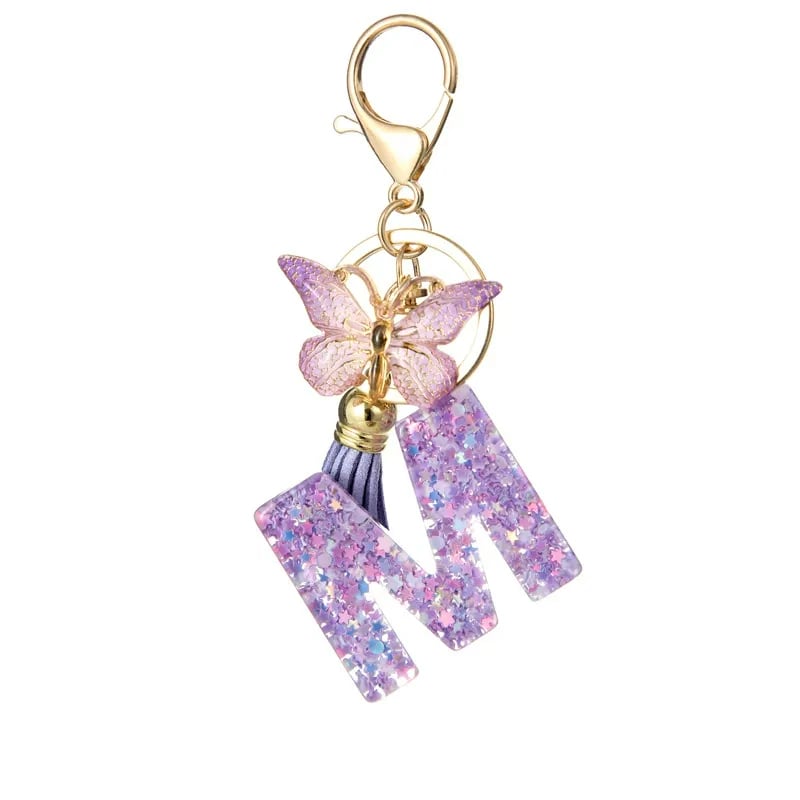 🔥Last Day 50% OFF - Butterfly Letter Keychain Tassel Design Vibrant Durable Lightweight Gift