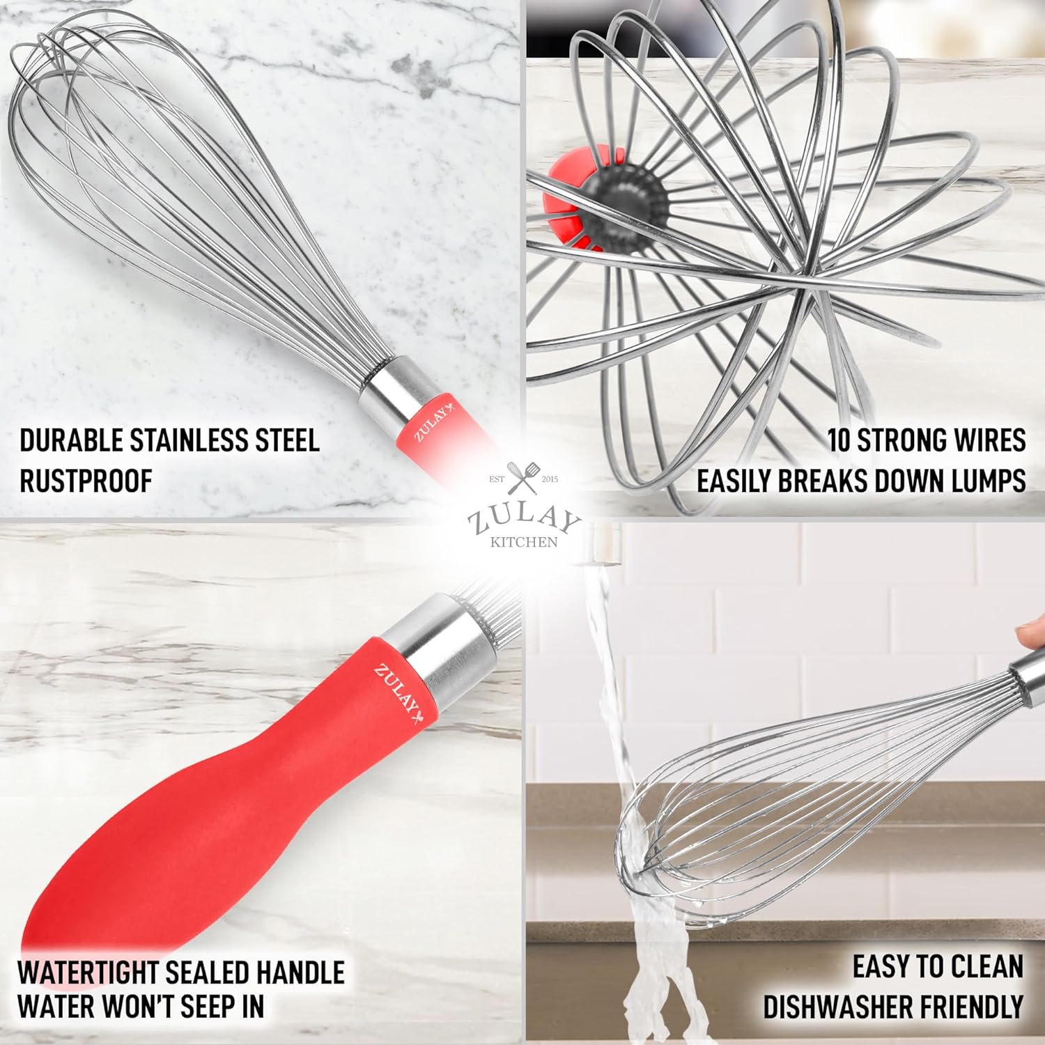 Zulay Kitchen 13-Inch Danish Dough Whisk - Wooden Danish Whisk for Dough with Stainless Steel Dough Hook - Traditional Dutch Whisk - Bread Whisk for Sourdough, Pizza, Pastry, Cake Batter