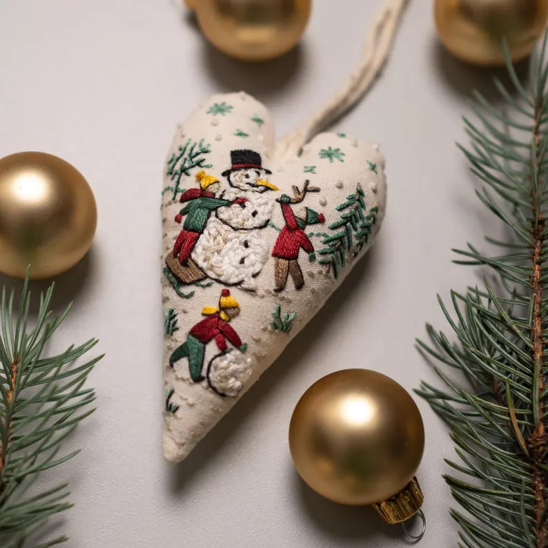 Heart Shaped Hand Embroidered Christmas Kit