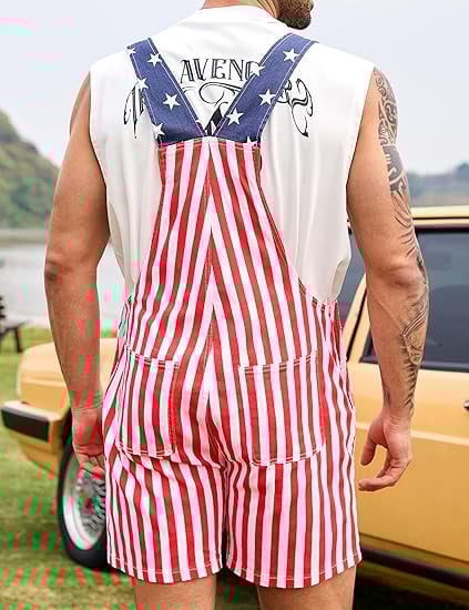 🎁TikTok Last Day Sale - 70% OFF🎉Festival Bib Overalls for Men Shorts Jumpsuit Adjustable Straps