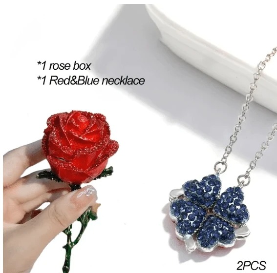 (Woman's Day Up To 50% Off) 2-in-1 Necklace & Rose Box-Buy 2 Get Extra 10%OFF