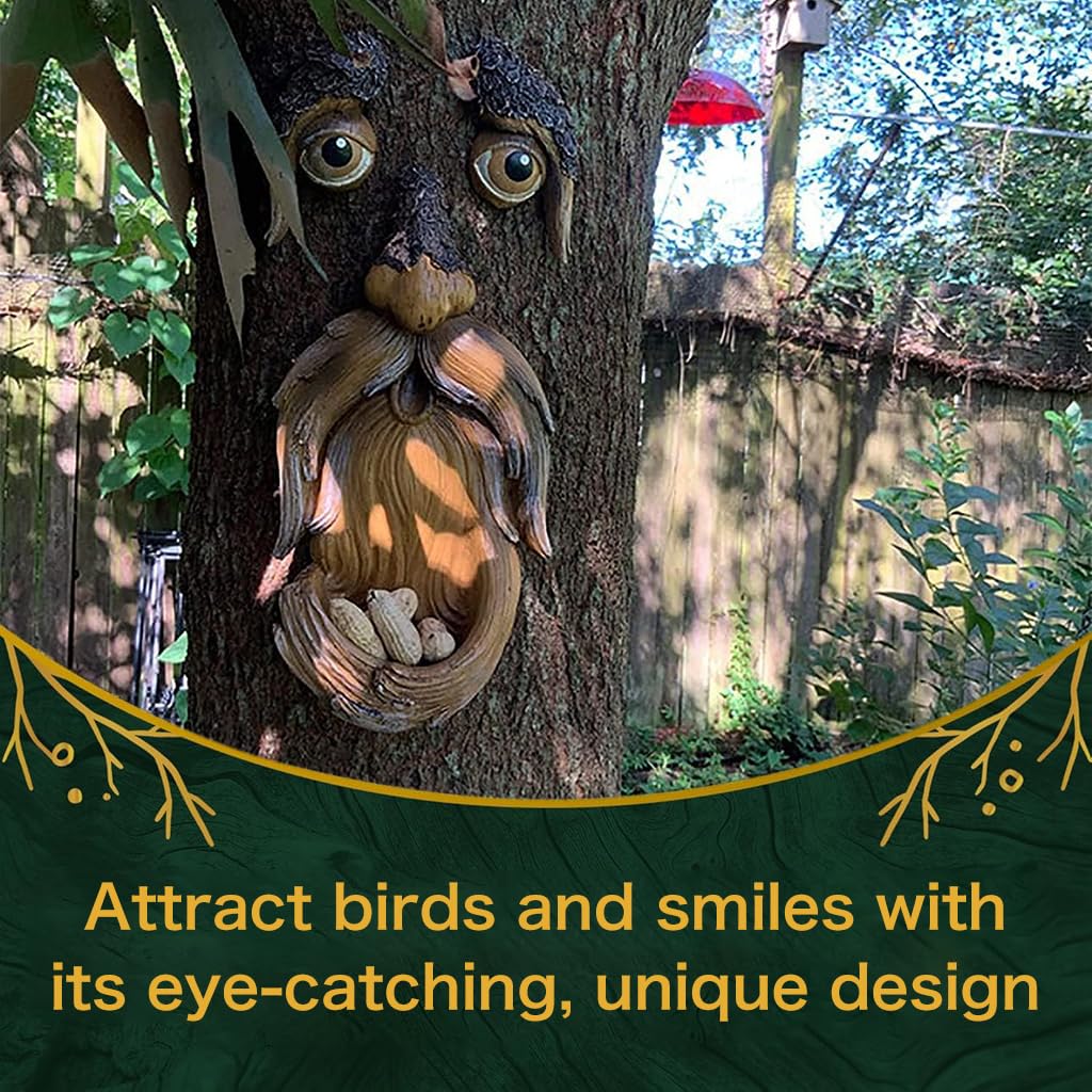 🎖️July 4th Flash Sale: 50% OFF Sitewide! 💕Handmade Tree Faces Garden Decor –Tree Hugger Bird Feeder