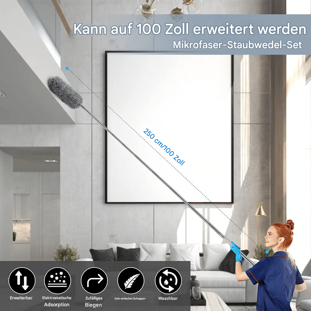 🔥Letzter Tag Verkauf 49% Rabatt  🔥Einziehbarer, waschbarer, gebogener Staubwedel aus Mikrofaser