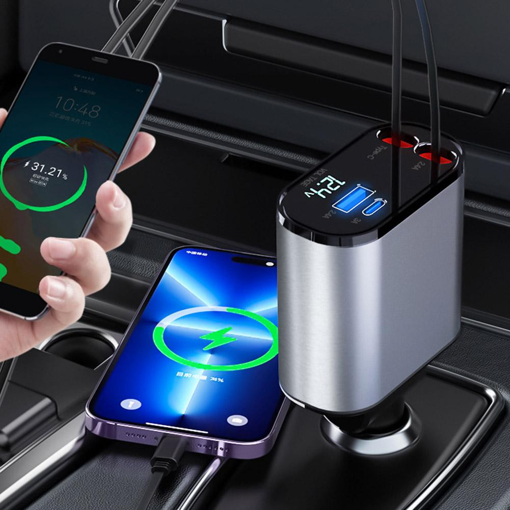 ⏰100W Super Fast Charge - Buy 2 FREESHIP - Fast Charge Retractable Car Charger