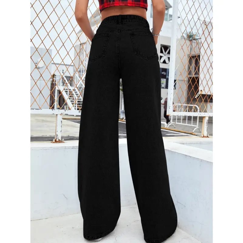 ⏰Letzter Tag 70 % RABATT🔥Jeans mit hoher Taille, mehreren Taschen und weitem Bein