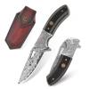 🐺 Damascus Pocket Knife – Handmade VG10 Steel with Abalone Shell Handle