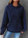 New Waffle Round Neck Long Sleeve Sweatshirt Solid Color Tops for Women