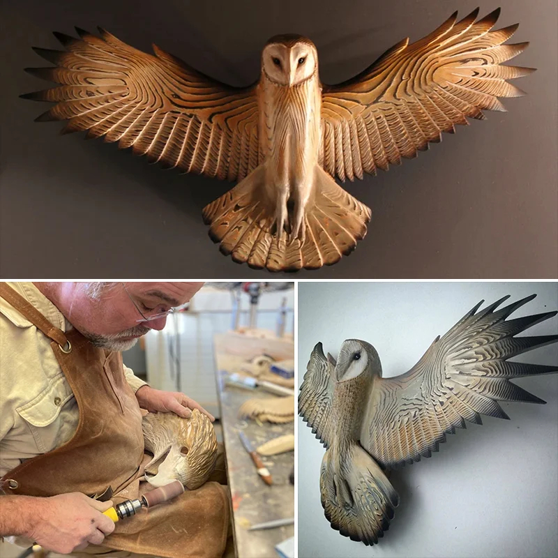 💓💓Mother's Day Hot Sale-Barn Owl Sculpture Wall Art - Hand Carving Art