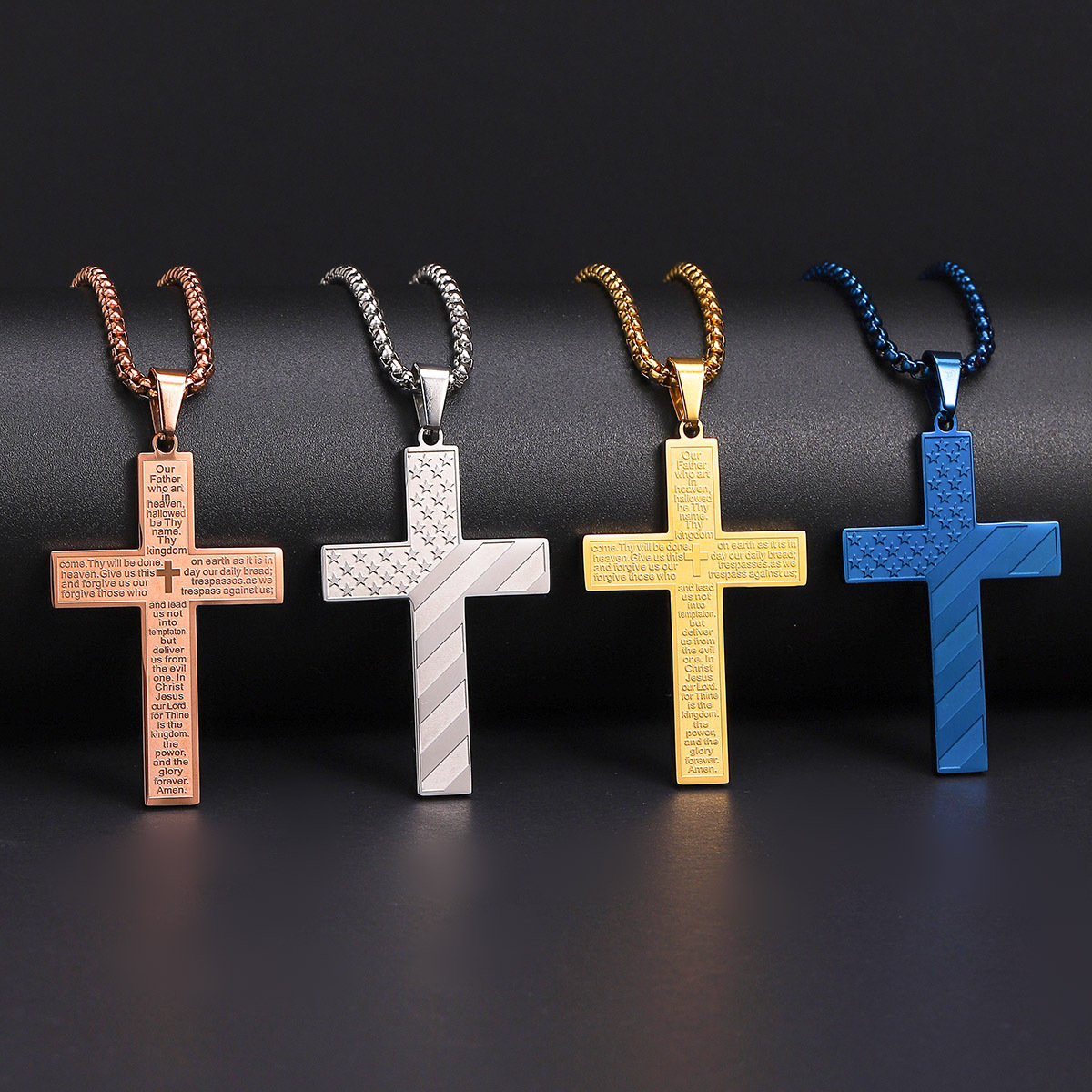 ✞ Stainless Steel Cross Pendant Memorial Jewelry - Live With Me Forever