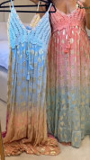 Women's V-neck Knitted Patchwork Printed Casual Dress