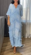 Ladies' V-neck Wash Water Irregular Splicing Casual Dress
