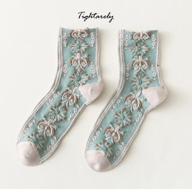 Vintage Embroidered Floral Women Socks(🎁New Year Sale)-E*