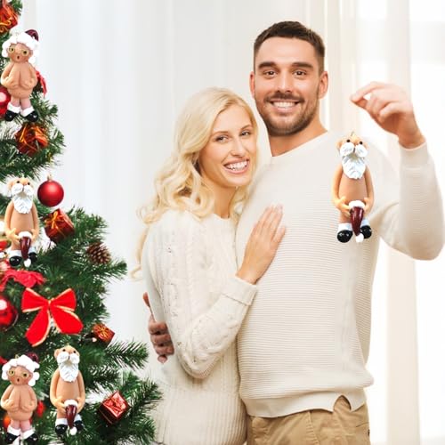 1 Pair Santa Claus Charms Christmas Decorations Nude Naughty Funny Santa Claus with Stocking Cap Ornament Party Decoration Gifts
