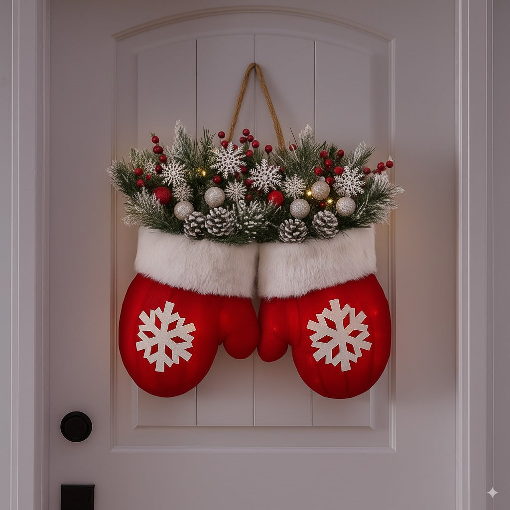 Handmade Christmas Mitten Wreath
