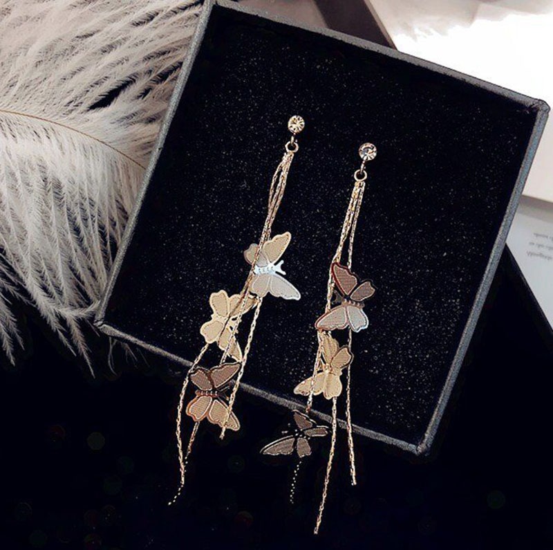 🌊Summer Hot Sale 48% OFF🌊 -Gold Plated Dainty Vivid Butterfly Tassel Earrings