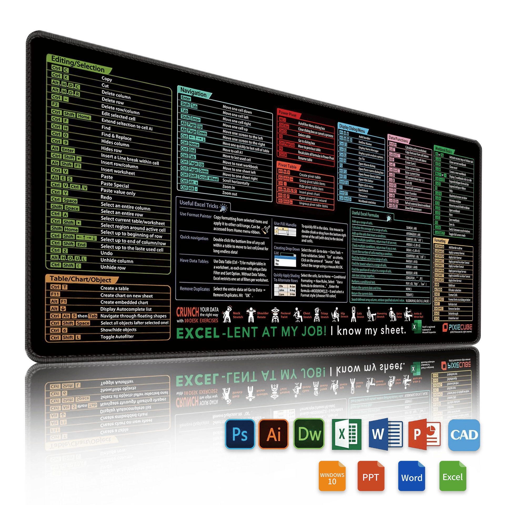 🔥 Excel-Spickzettel-Schreibtischunterlage