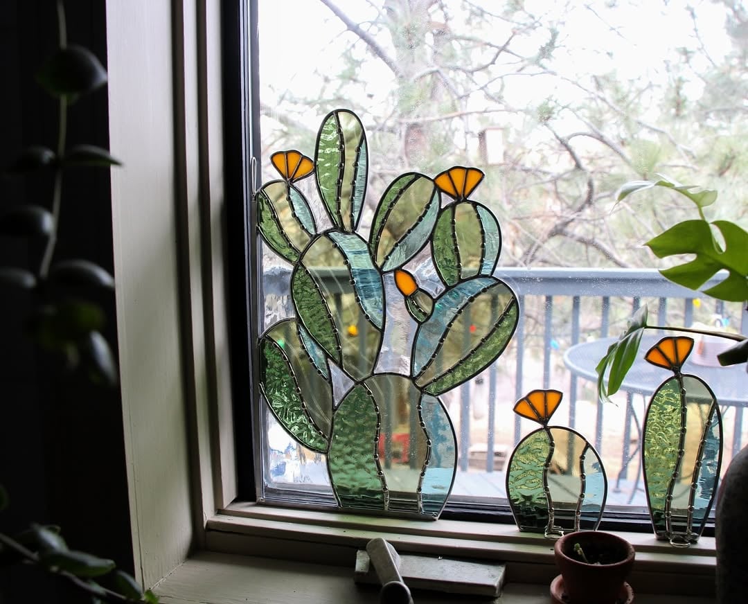 🌵Handmade Cactus Window Art