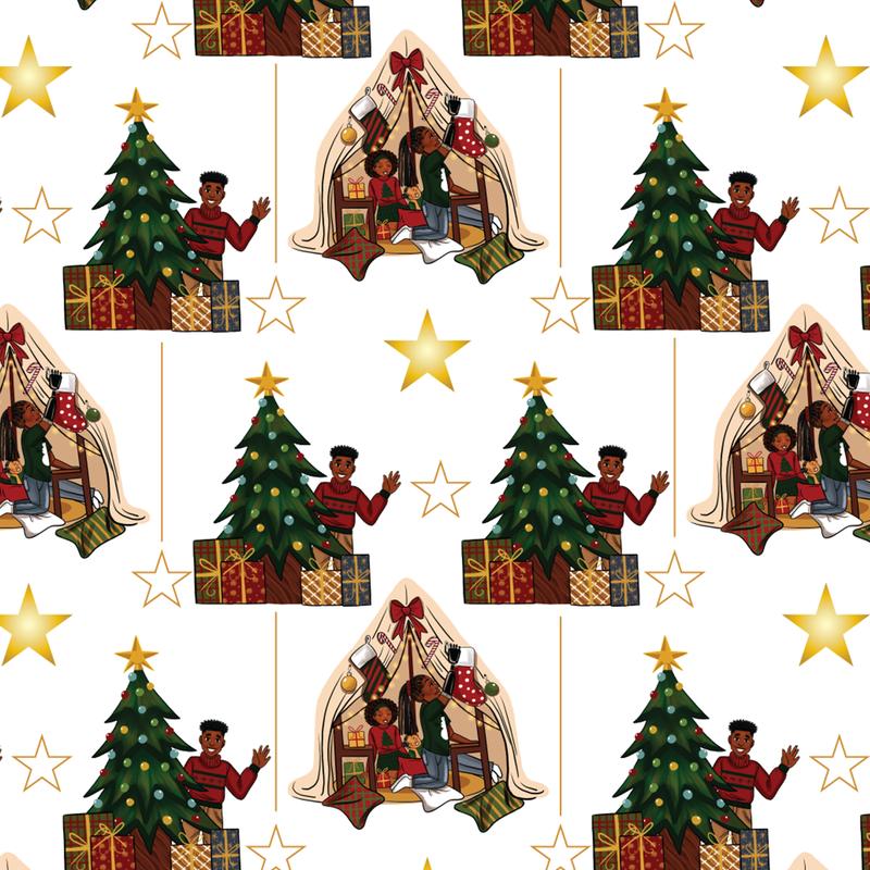 🔥This Week's Special Offer 50% OFF🎅🏾🤶🏾Home for the Holidays Black Santa Wrapping paper