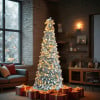 6FT Foldable Christmas Tree with LED Light and Ribbon