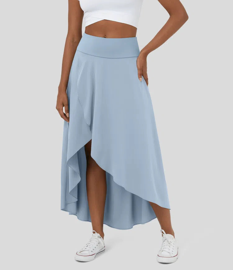 🌟A limited time special🌟 High Waisted High Low Ruffle 2-in-1 Flowy Quick Dry Casual Regular Maxi Skirt