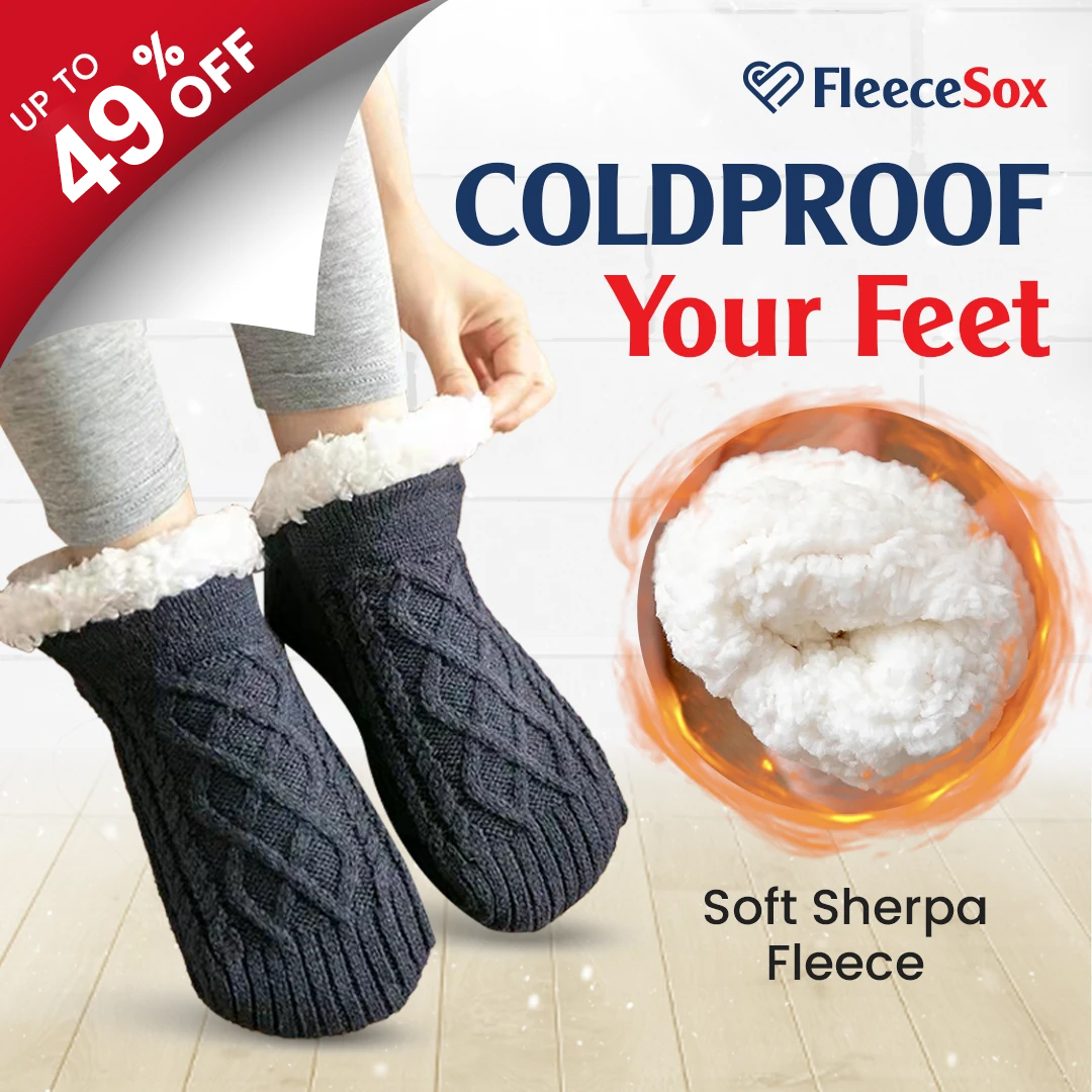 FleeceSox - Fleece-Lined Non-Slip Thermal Slippers Socks