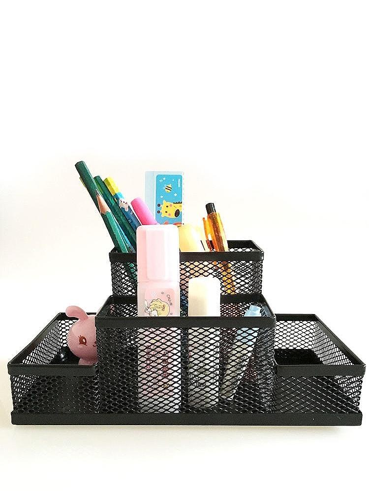 4 Compartment Metal Mesh Pen Holder