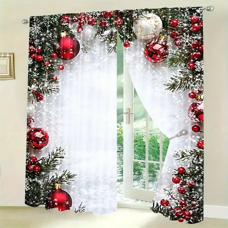 💥LAST DAY SALE 50% OFF💥Christmas Ball Holiday Printed Curtains